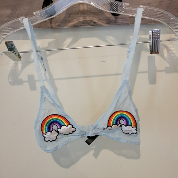 Hot Topic Other - *2 /$20* Hot Topic Rainbow Embroidery Mesh Bralette